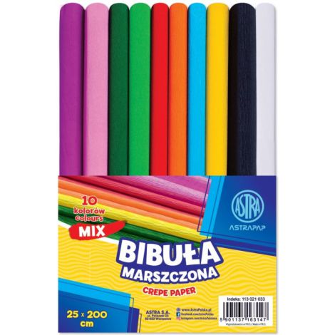 Bibuła marszczona Astra 25x200cm, 10 kolorów